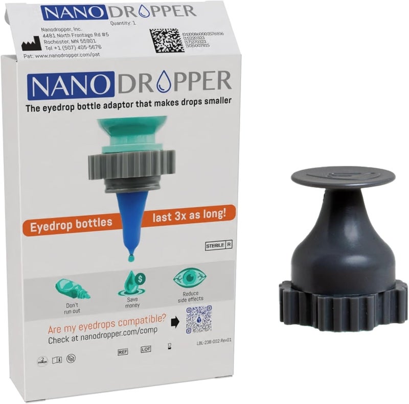 NANODROPPER محول لزجاجات قطرات العين - محول لتقليل الحجم لتمديد عمر الزجاجة - الحجم 15 - Image 1